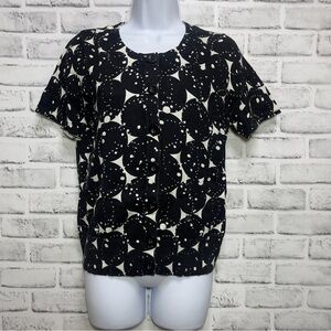 Hampshire Studio Short Sleeve Buttoned Dotted Circle Cardigan Small